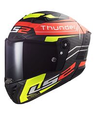 LS2 FF805 Thunder Hjälm Carbon Attack Röd Gul